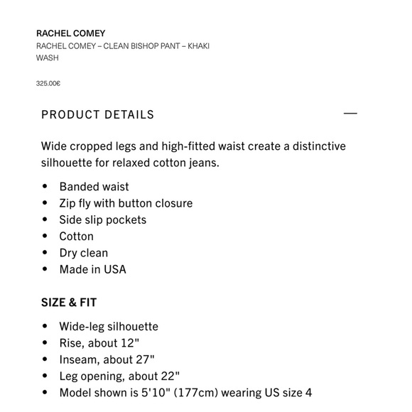 NWT Rachel Comey - Clean Bishop khaki wide leg pants jeans size 2/4, 26/27 - Picture 7 of 9